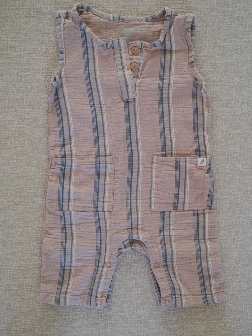 Easy Peasy Striped Pink Toddler Romper with Pockets